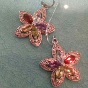 Genuine gemstone flower earrings